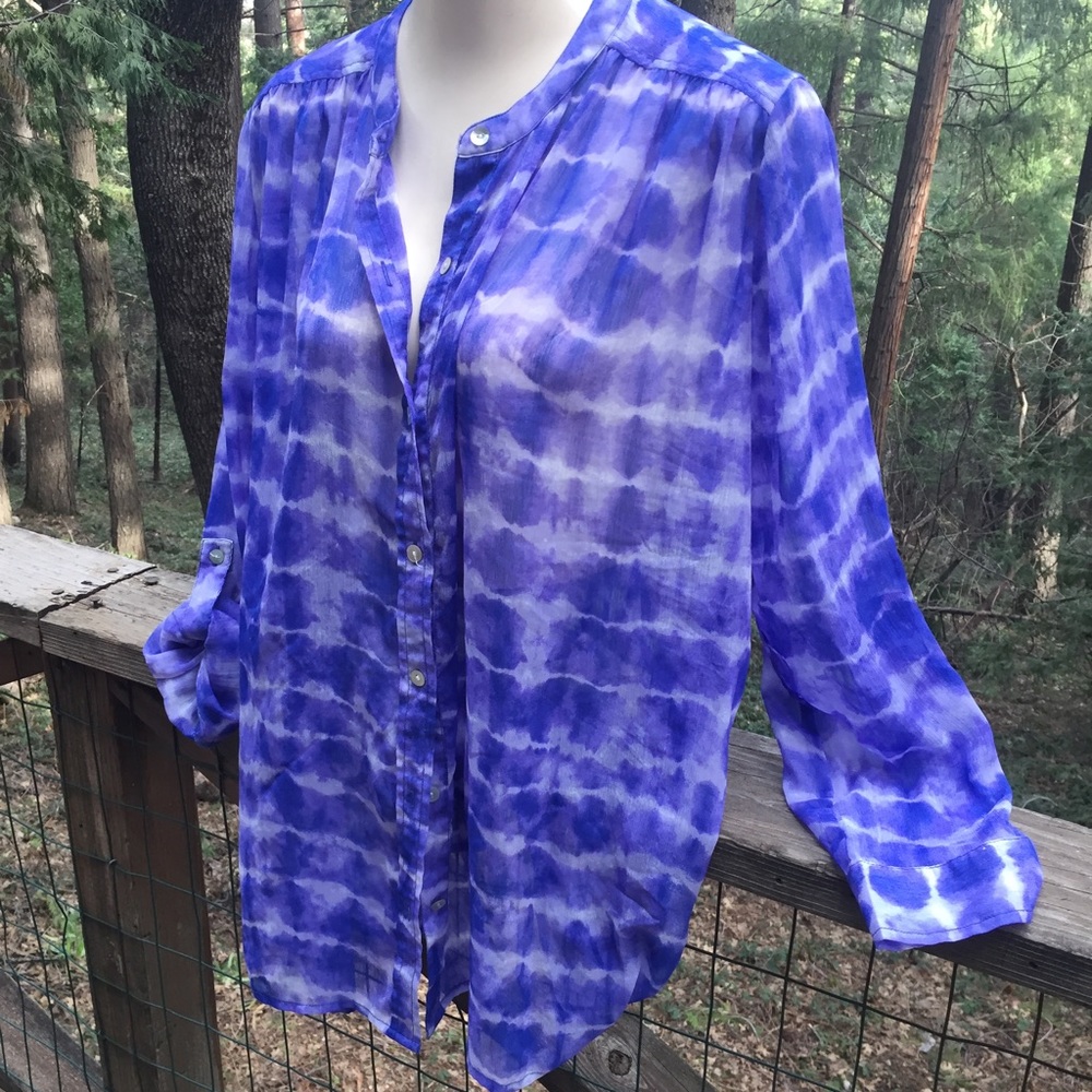 Chico periwinkle purple chiffon  oversized button down sheer long sleeve…